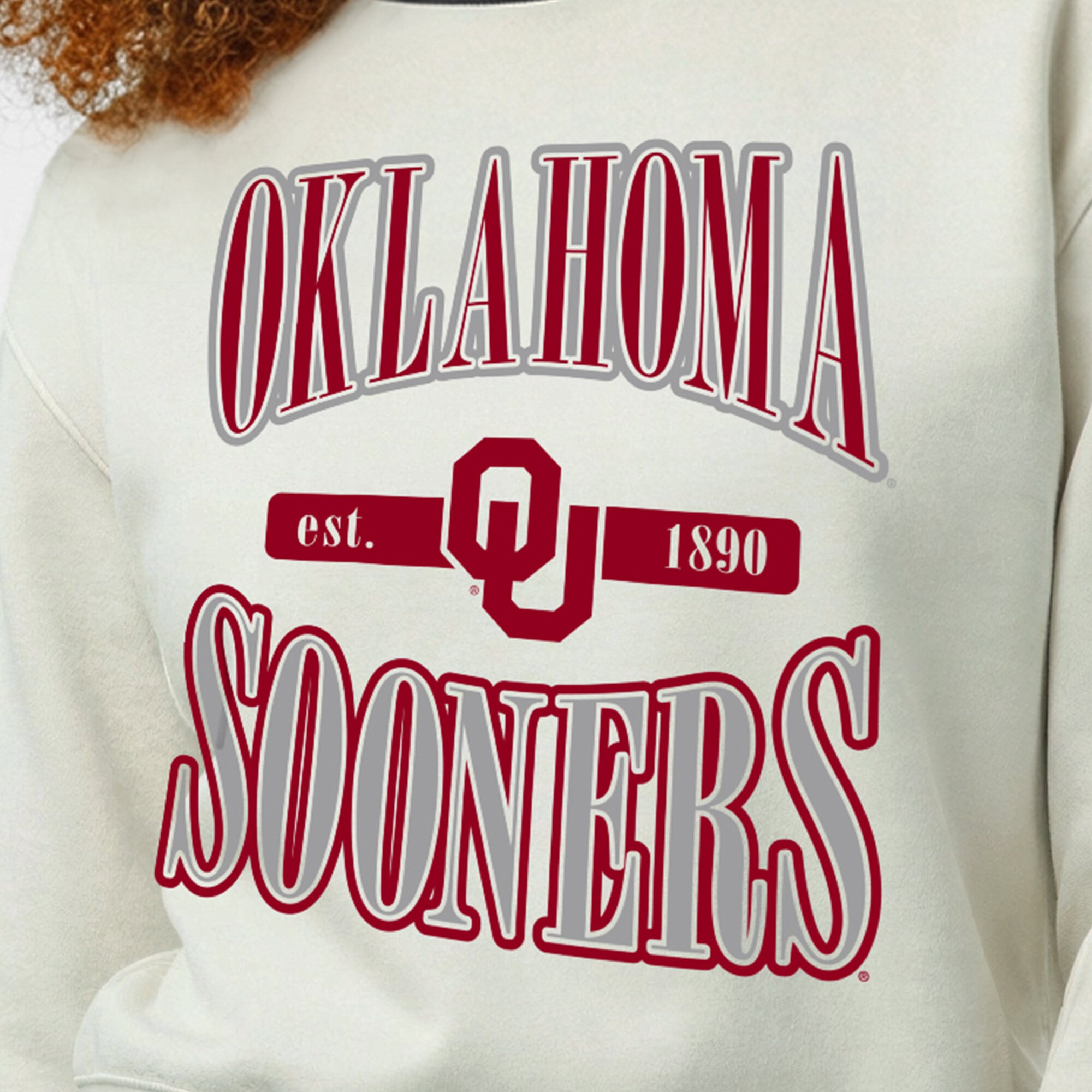 Women's Champion  White Oklahoma Sooners Yarn Dye Rib Reverse Weave Crew Sweatshirt